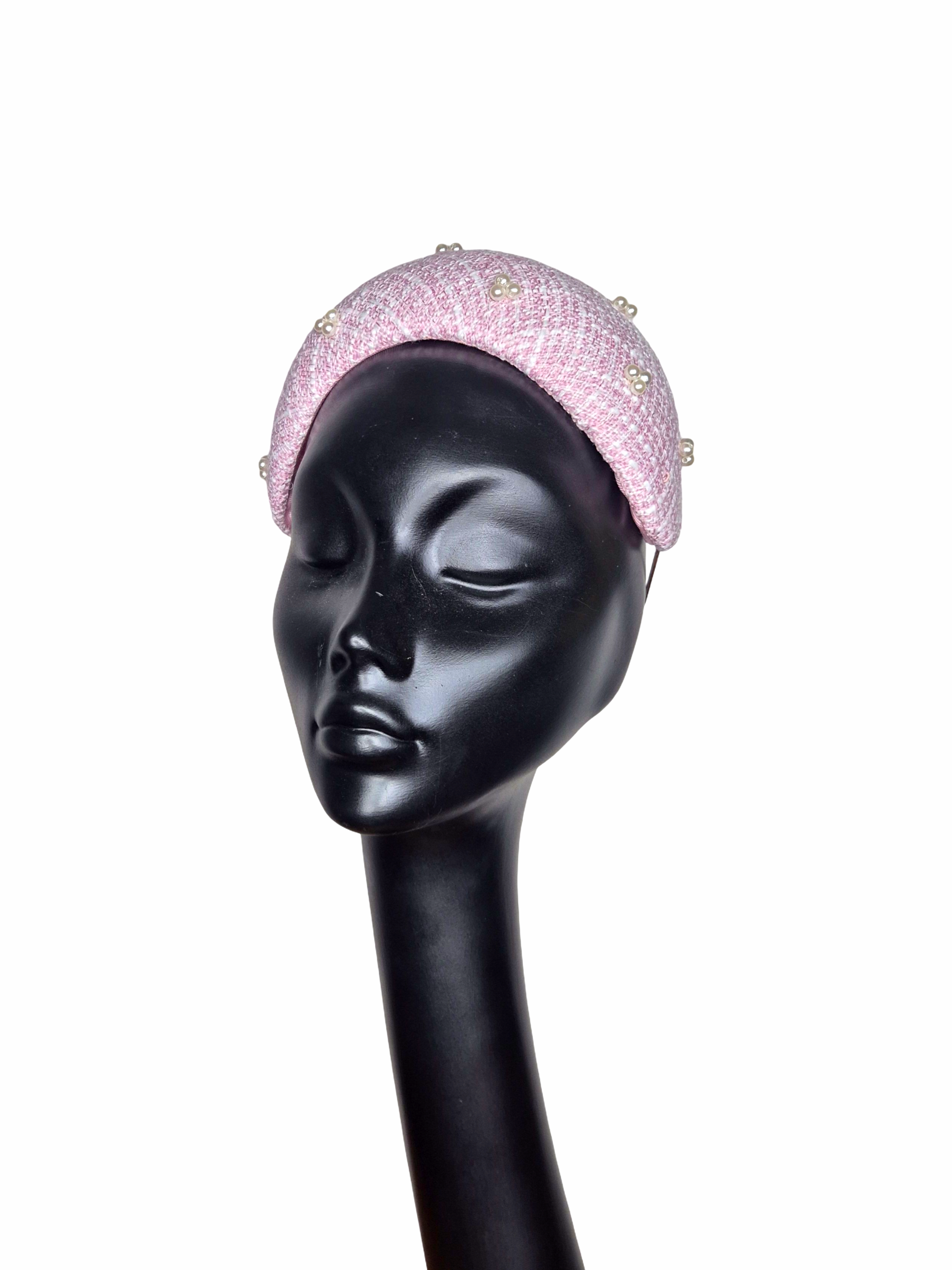 Pink fabric & pearled headband