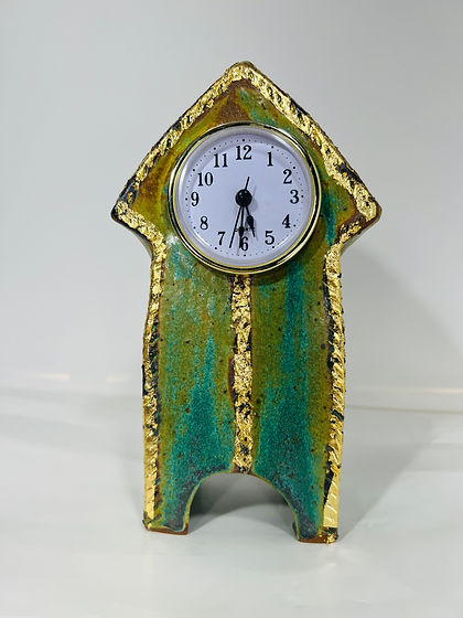 Clock Case & Clock - Green Glaze