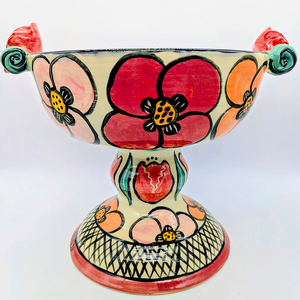 Poppy and Tulip - Large Pedestal Bowl