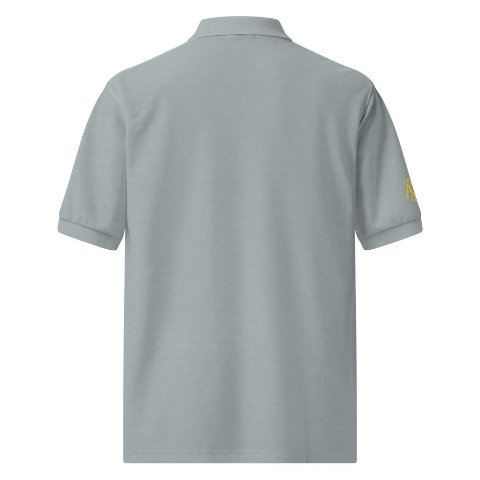 Cool Heather Aaron T. Weaver embroidered polo, back view
