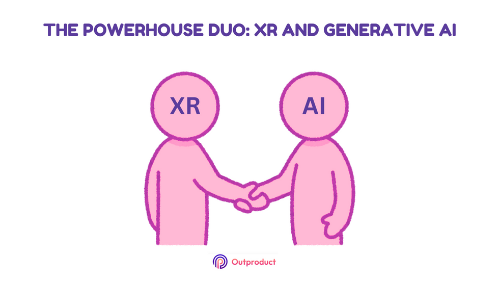 Two individuals representing XR and AI shaking hands