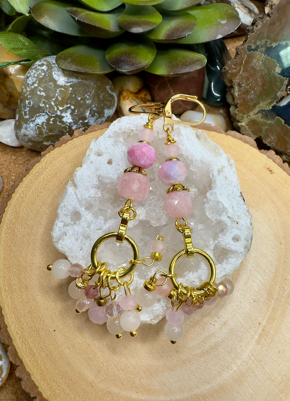 Thumbnail: Pastel Pink Rose Quartz Earrings