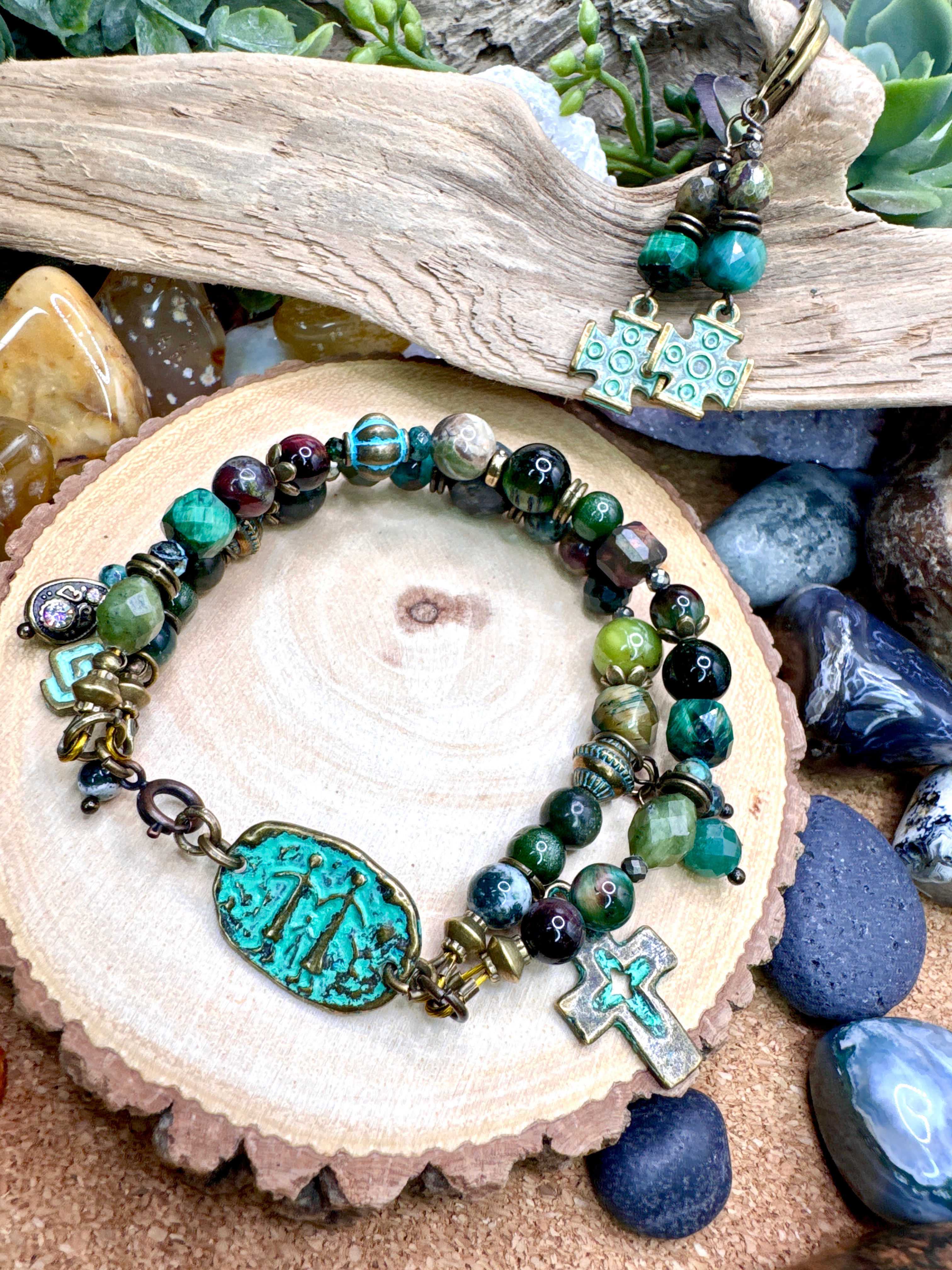 Green Goddess Antiqued Bronze Bracelet