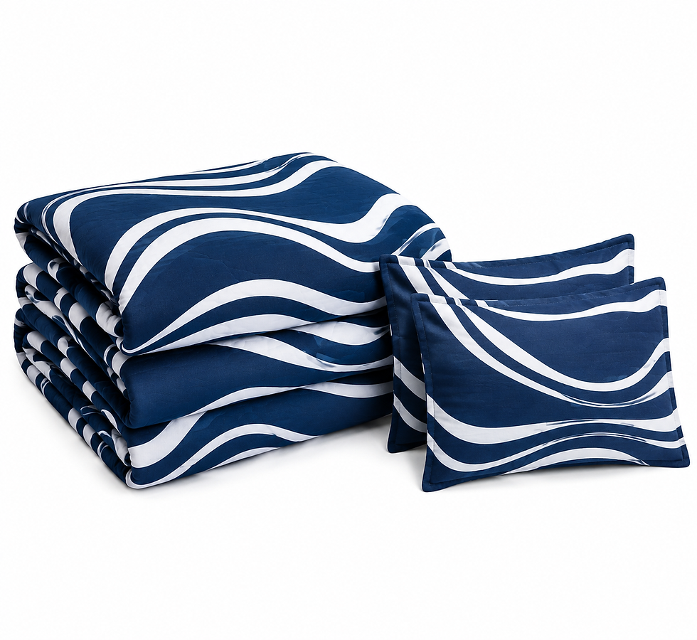 Thumbnail: Royal Blue Abstract Flowing  4-Piece Bedsheet Set
