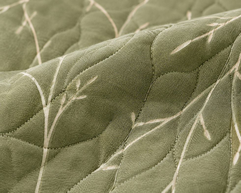 Thumbnail: Olive Willow Leaf Ultra-Soft Microfiber Quilt Set