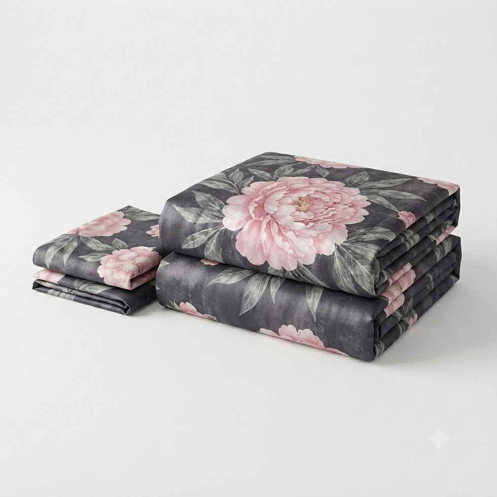 Thumbnail: Blush Pink & Charcol 4-Piece Bedding Set