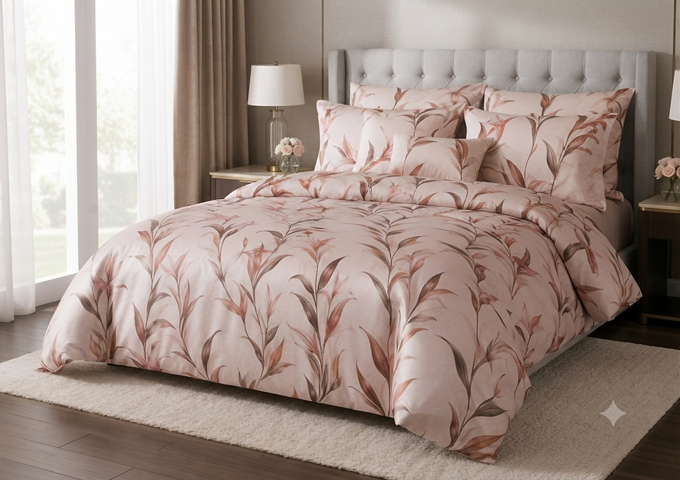 Thumbnail: Dusty Rose & Terracotta Soft Blush Leaf Printed Bedsheet Set