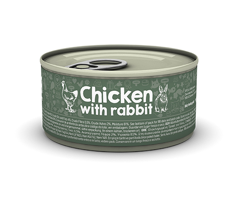 Pâtée pour chat – Poulet & Lapin – boîte de 0.85g