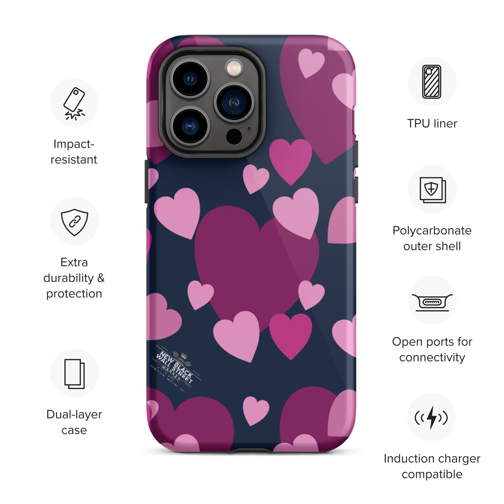 Tough iPhone case - hearts desgin