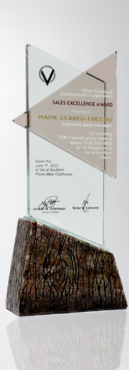 custom double body glass plaque with resin base 