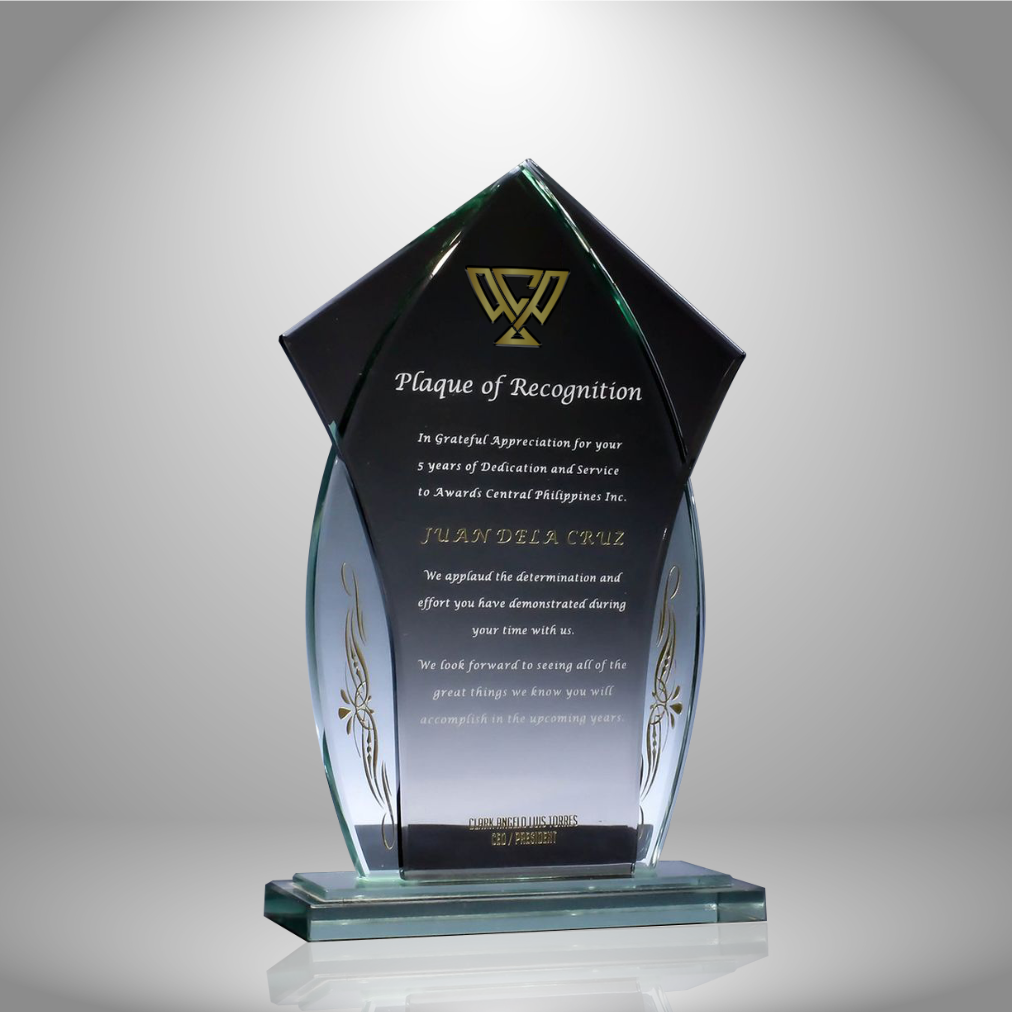customized glass plaques award