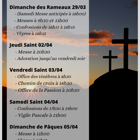 Horaires Semaine Sainte