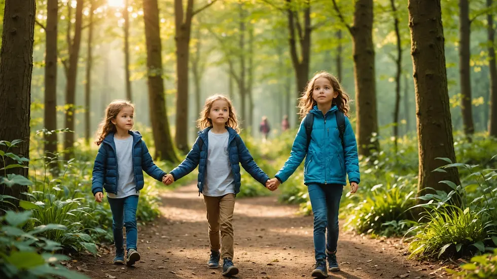 Children engaged in a mindful nature walk