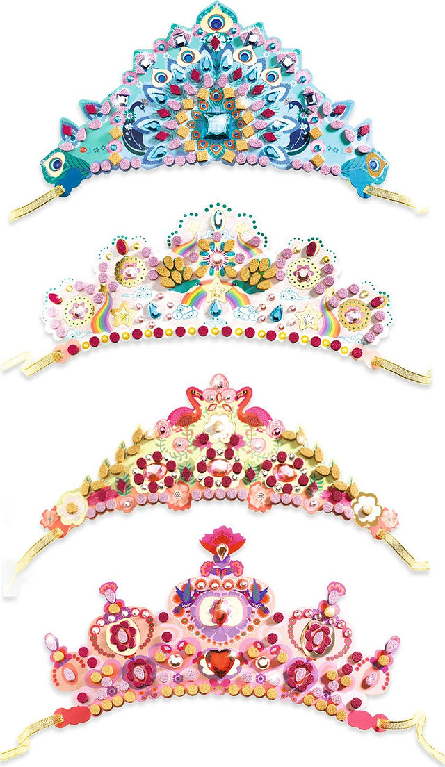 Djeco DIY Mosaics Tiaras kit assembled tiaras