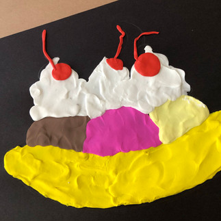 Base layer for Andy Warhol-inspired Banana Split Clay Painting