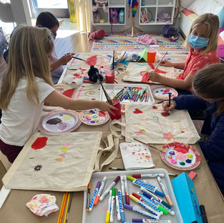 Fabric painted tote bags