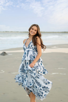blue formal dress for wedding Andrea & Leo A1417 Long Formal A Line Lace Prom Dress main image 1
