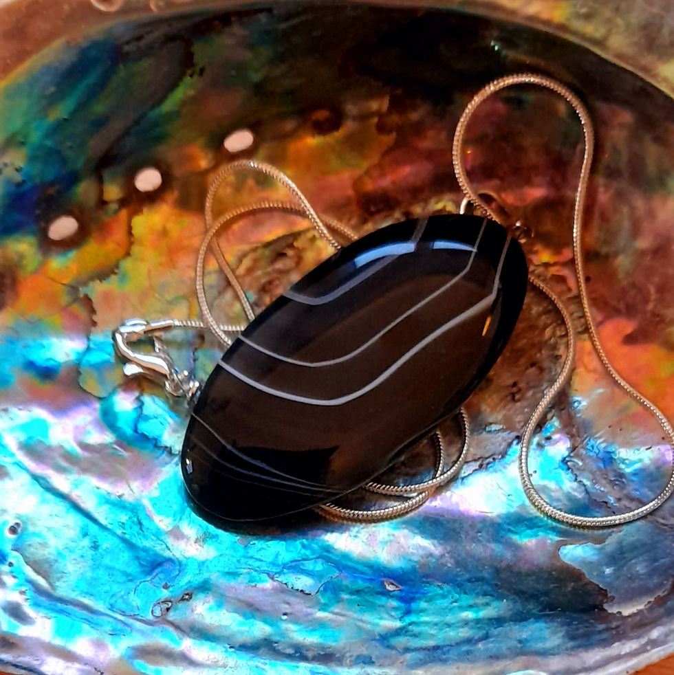 Thumbnail: Medium Black Agate/Black onyx Pendant