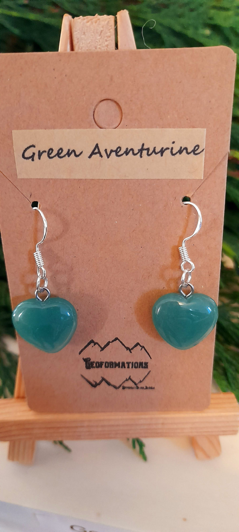 Thumbnail: Green Aventurine Heart Earrings