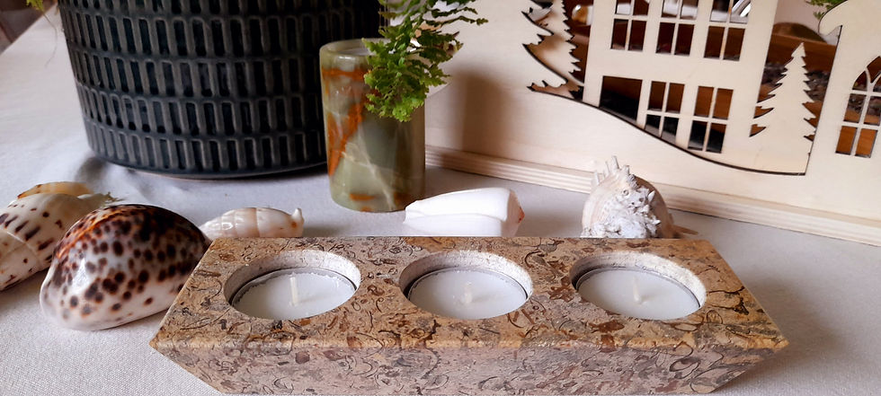 Thumbnail: 3 Hole Fossilstone Tealight Holder