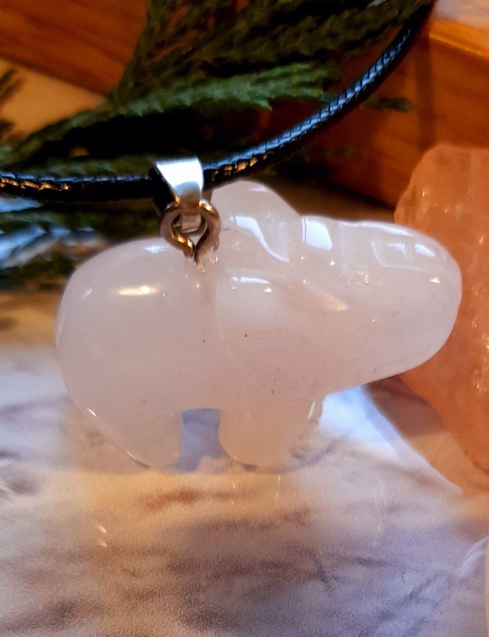 Thumbnail: Rose Quartz Elephant Pendant