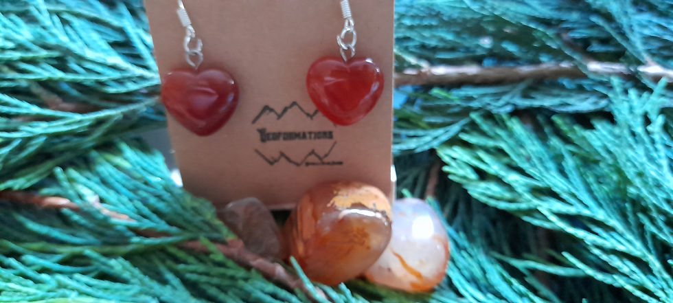 Thumbnail: Carnelian drop heart earrings