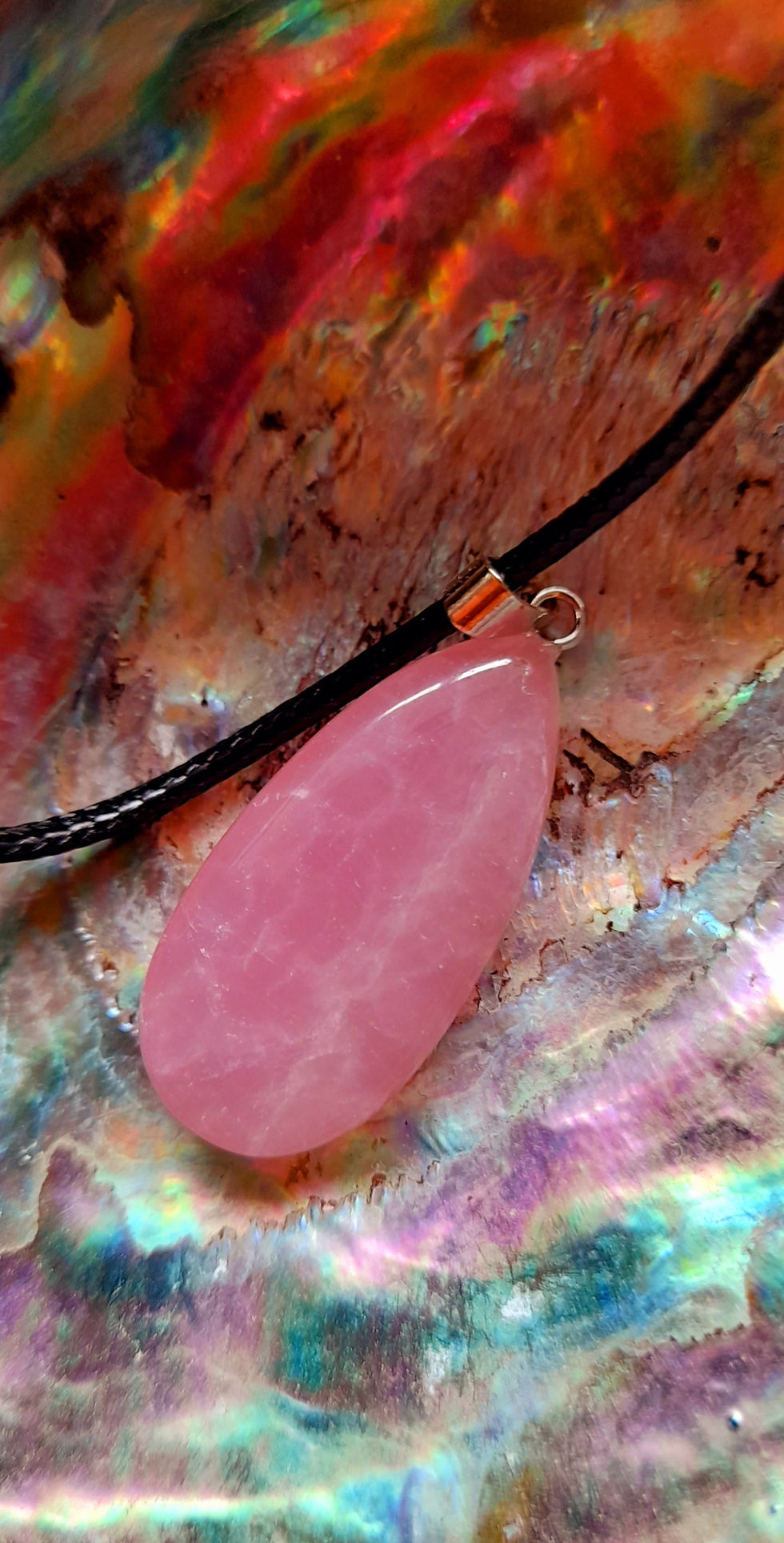 Thumbnail: Rose Quartz drop pendant on cord