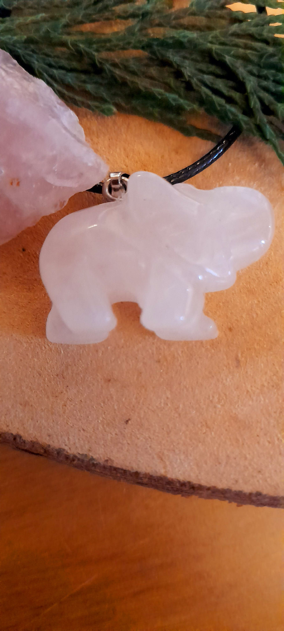 Thumbnail: Rose Quartz Elephant Pendant