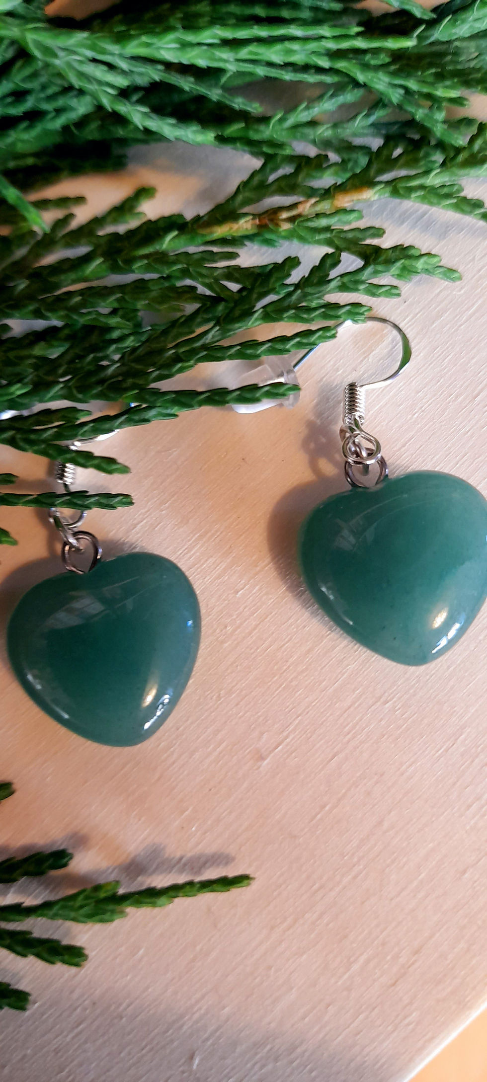 Thumbnail: Green Aventurine Heart Earrings