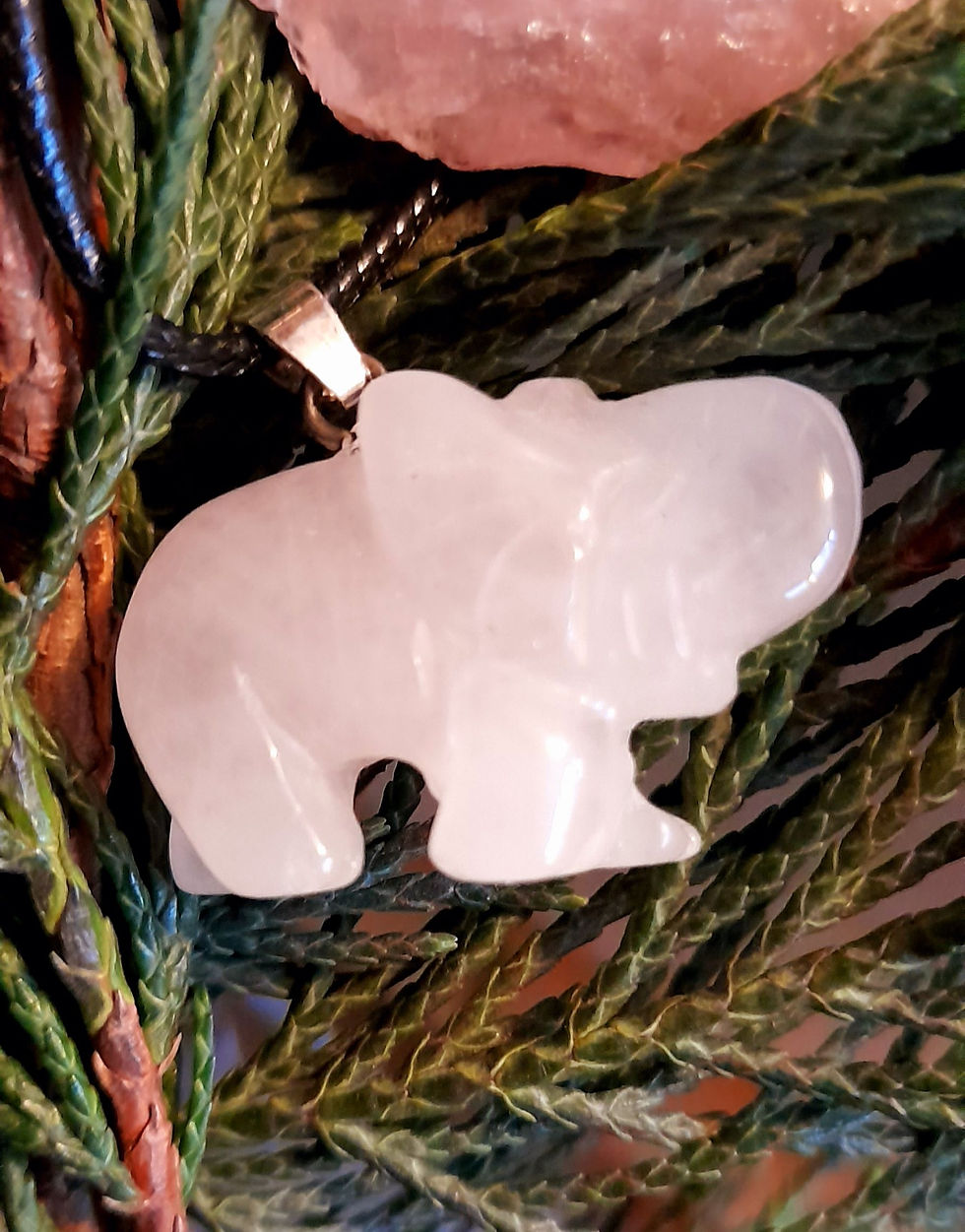 Thumbnail: Rose Quartz Elephant Pendant
