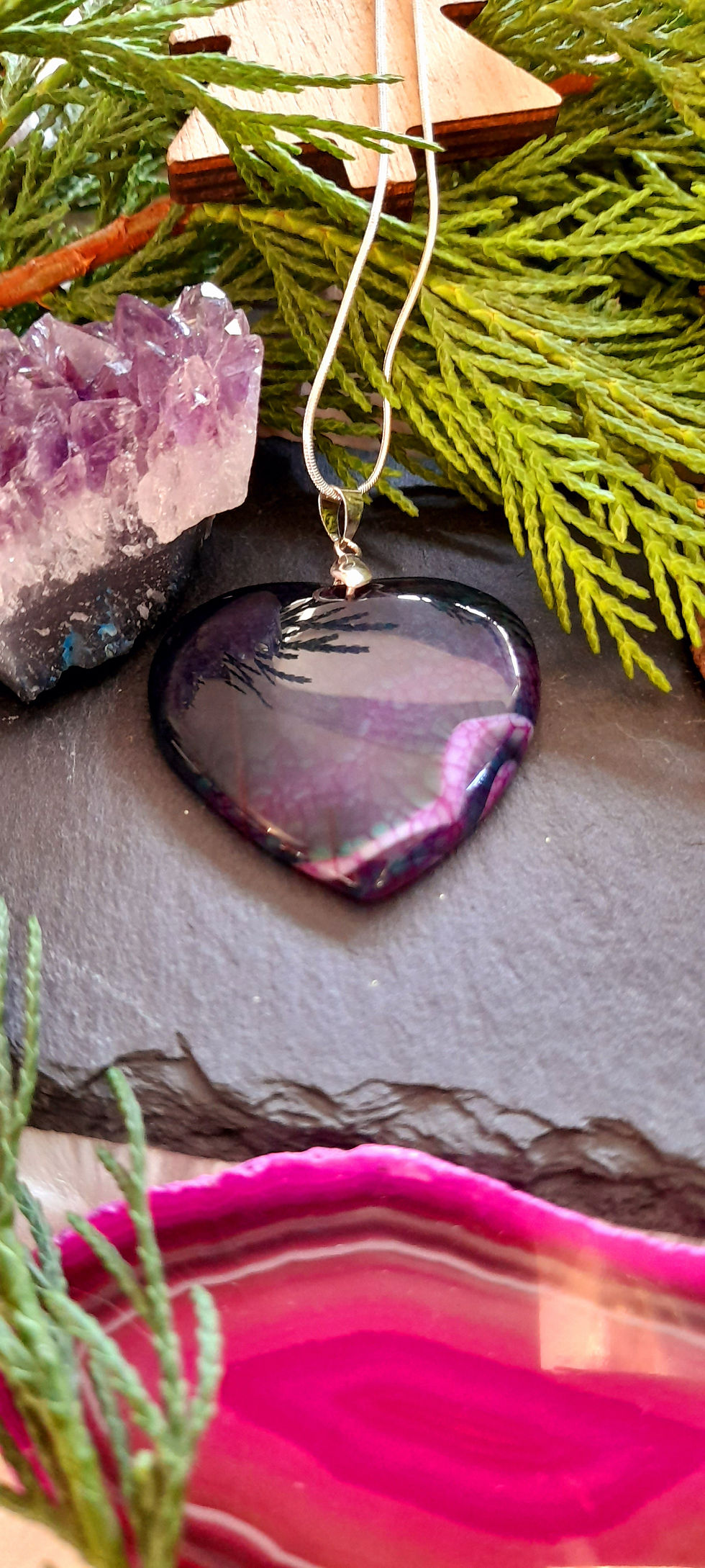 Thumbnail: Large Agate Heart Pendant