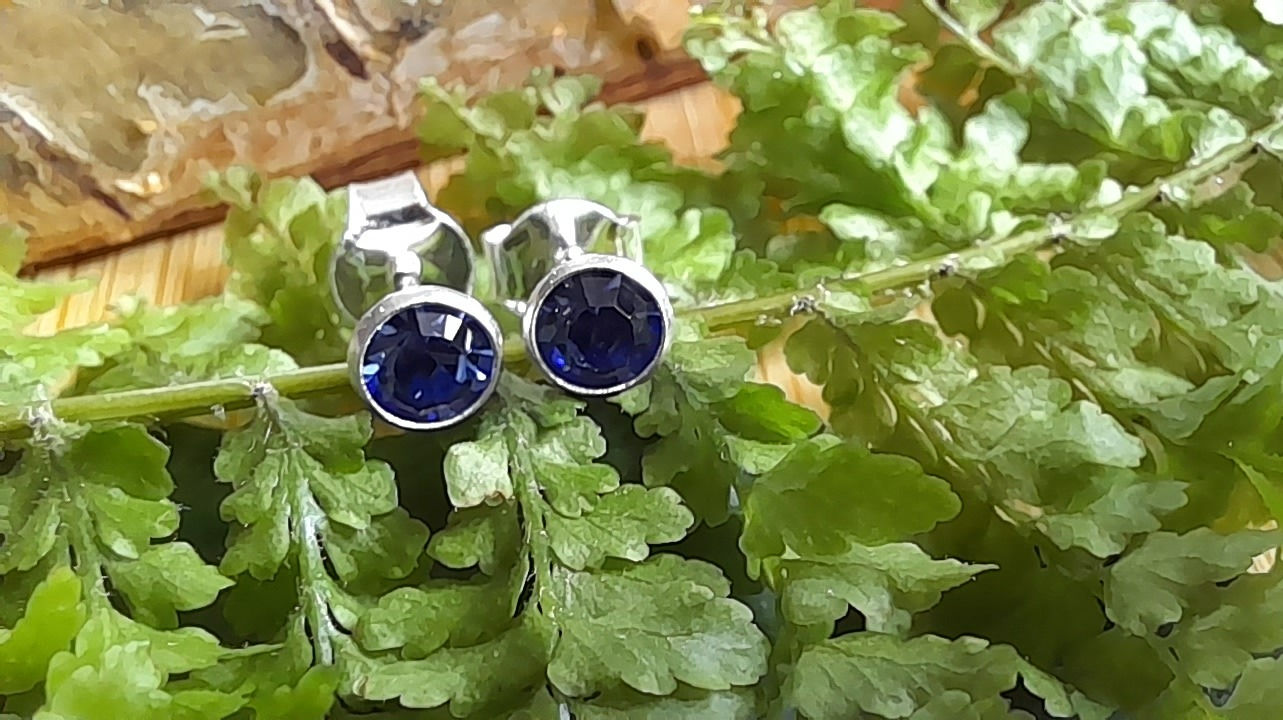 Sapphire/Sterling silver Birthstone Stud Earrings