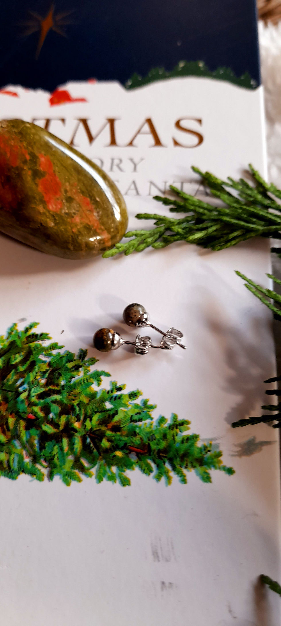 Thumbnail: Unakite stud earrings.