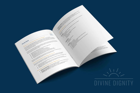 An open booklet showing the inside pages of a Communications Strategy