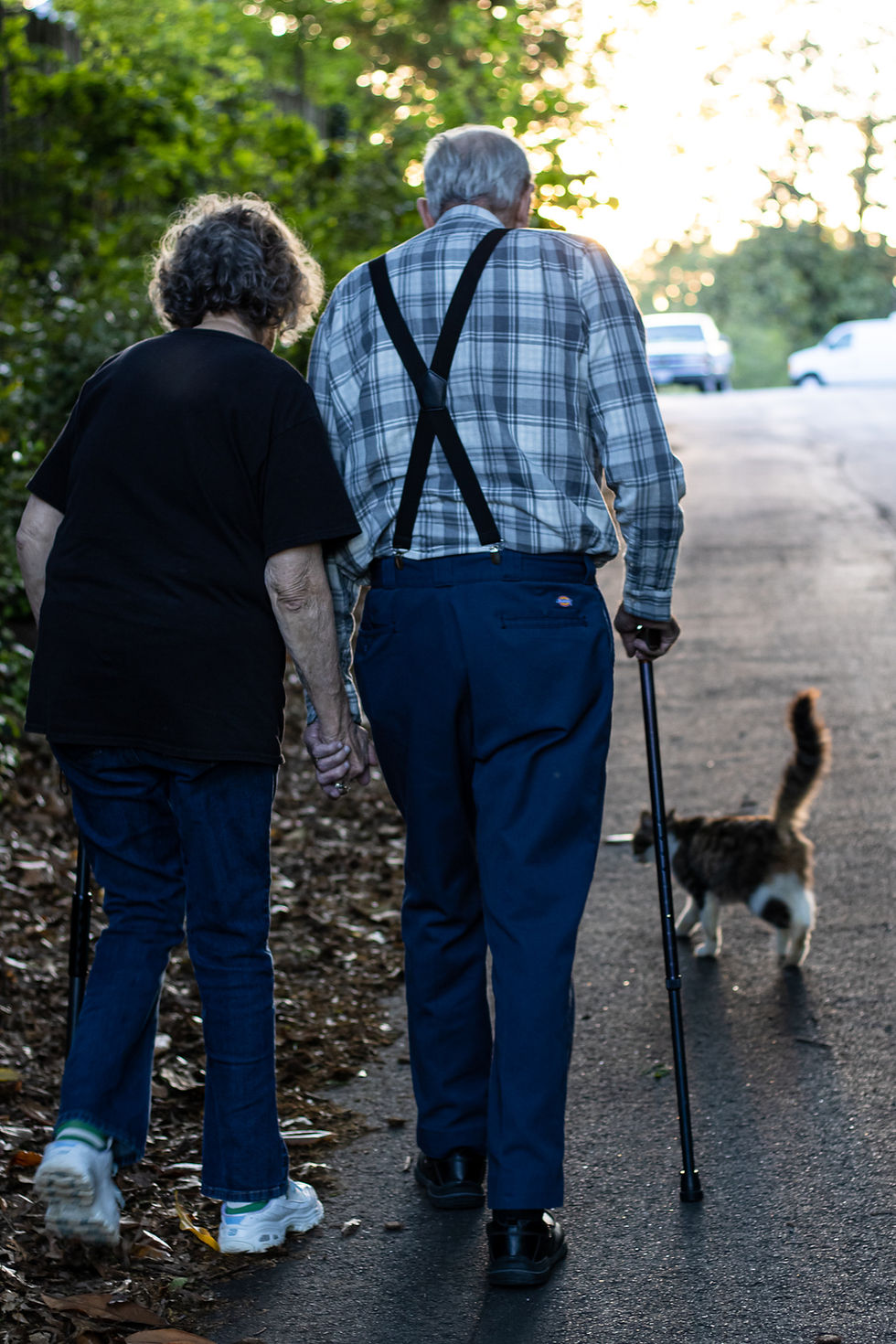 My parents walking hand-in-hand.