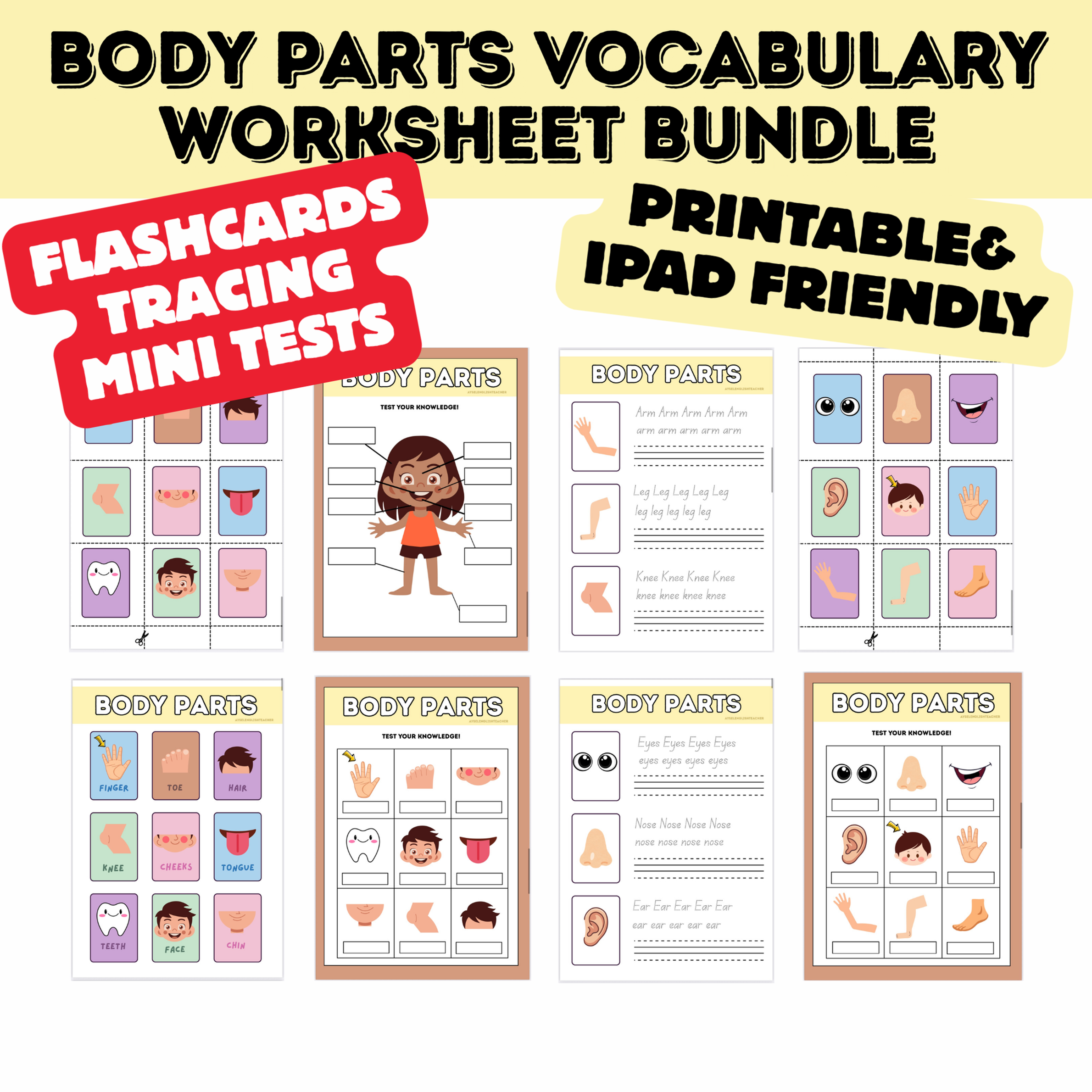 Body Parts Vocabulary Mega Pack | Printable English Worksheets