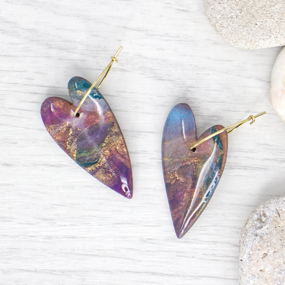 Marbled dark heart hoop earrings