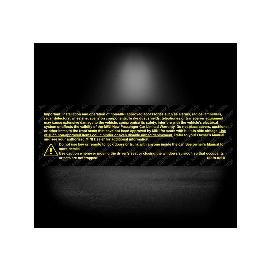 INFORMATION STICKER REGARDING AFTERMARKET EQIUPMENT