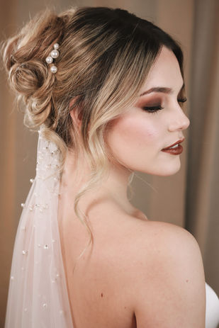 Vampy makeup with romantic updo