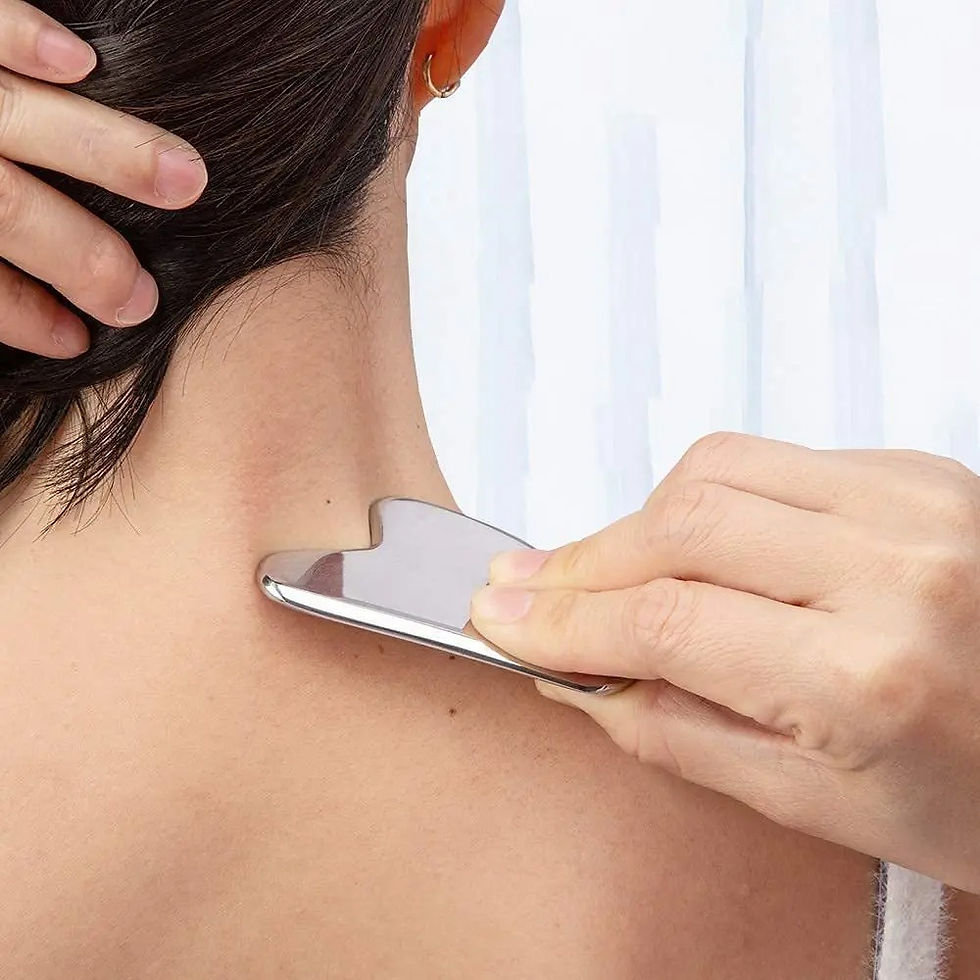 Miniatura: Placa Gua Sha Facial e Corporal em Aço Inoxidável
