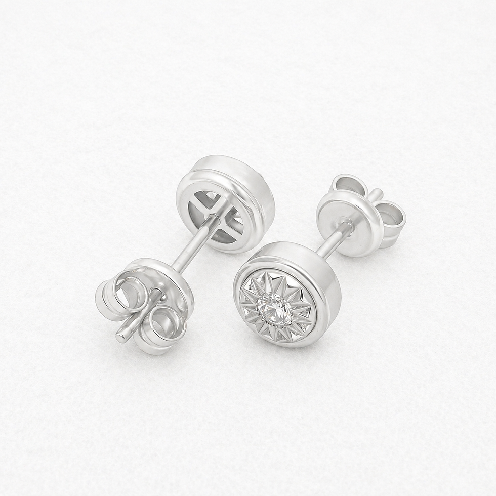 Thumbnail: 9 Carat White Gold Illusion Set Round Diamond Solitaire Stud Earrings