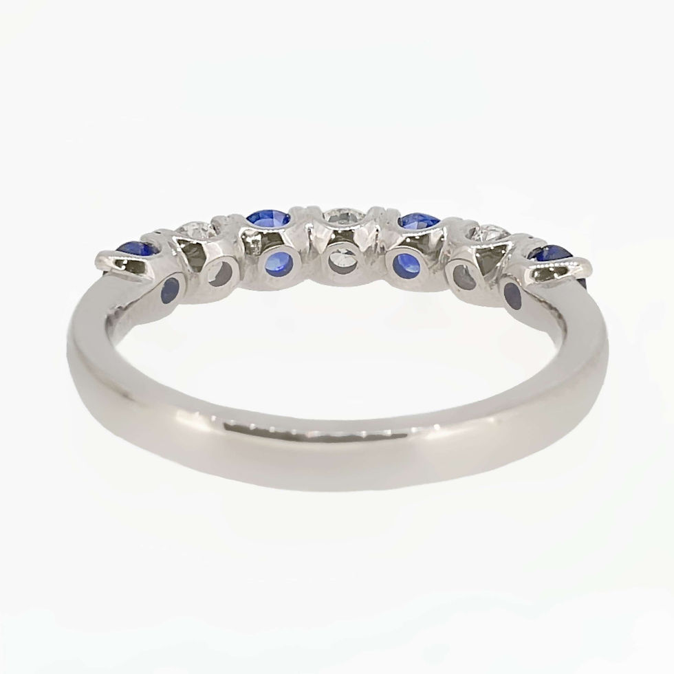 Thumbnail: Sapphire and Diamond Seven Stone Eternity Ring Set In Platinum