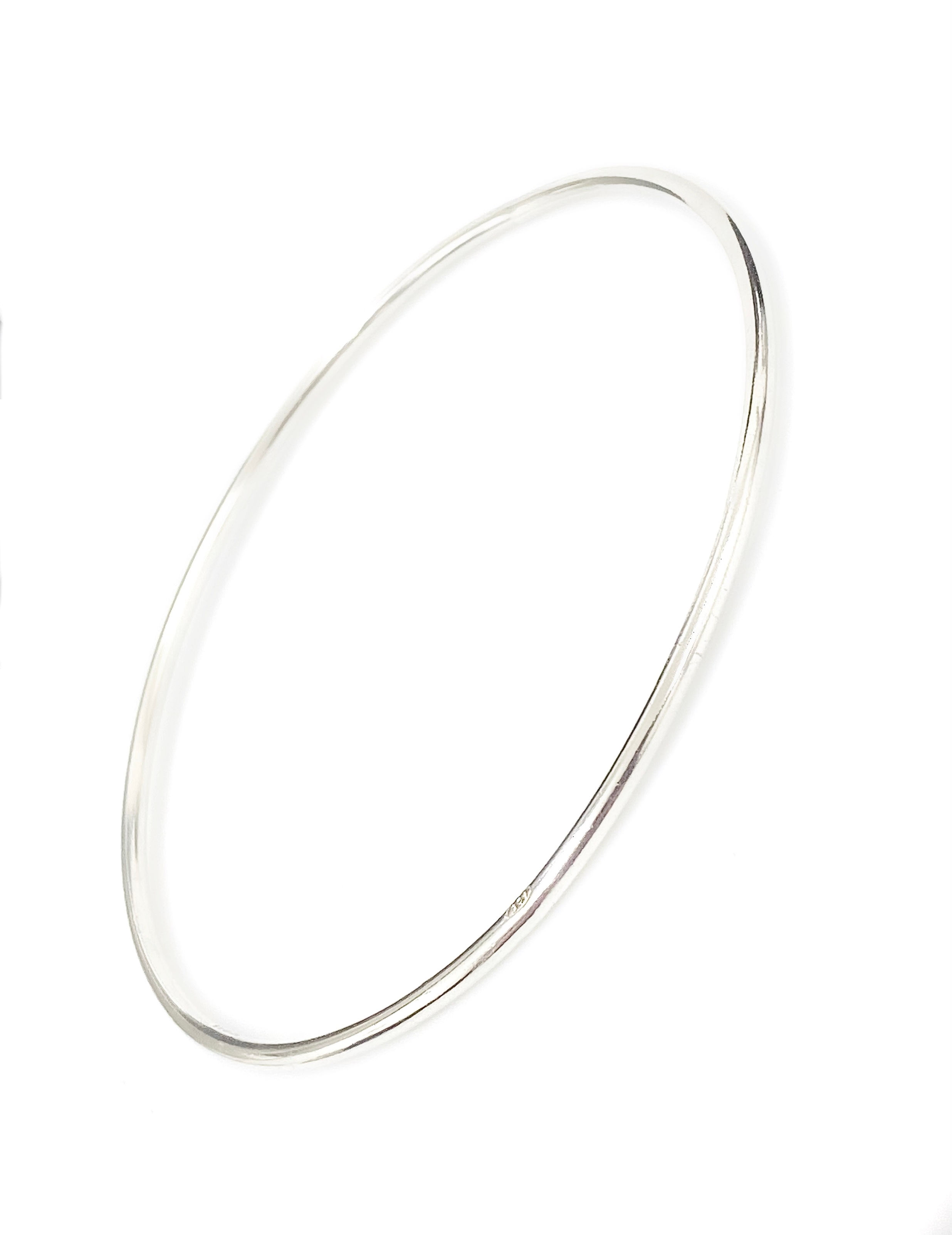 Solid Sterling Silver Round Bangle