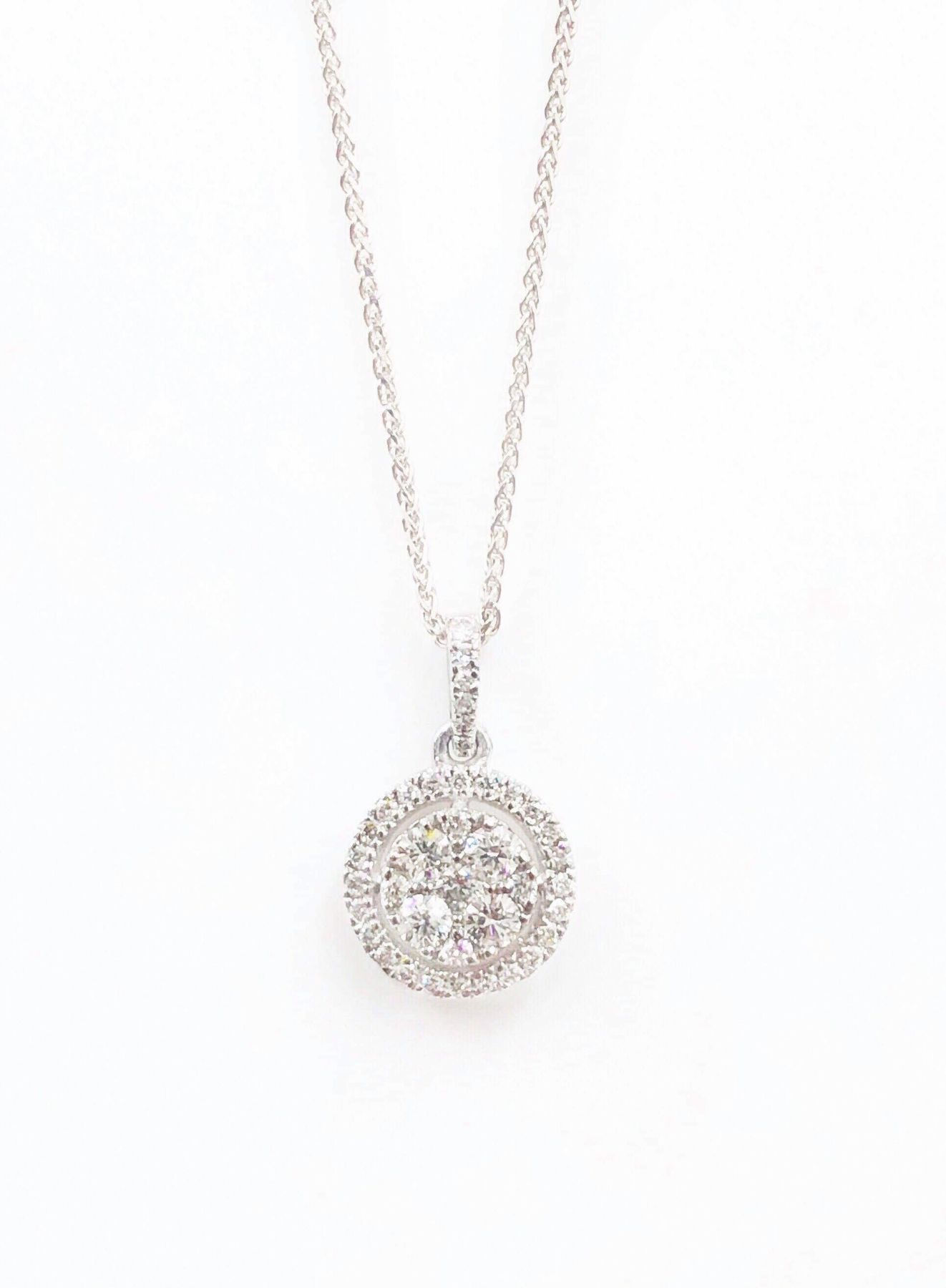 1.02ct Total Diamond Halo Cluster Pendant in 18 Carat Gold