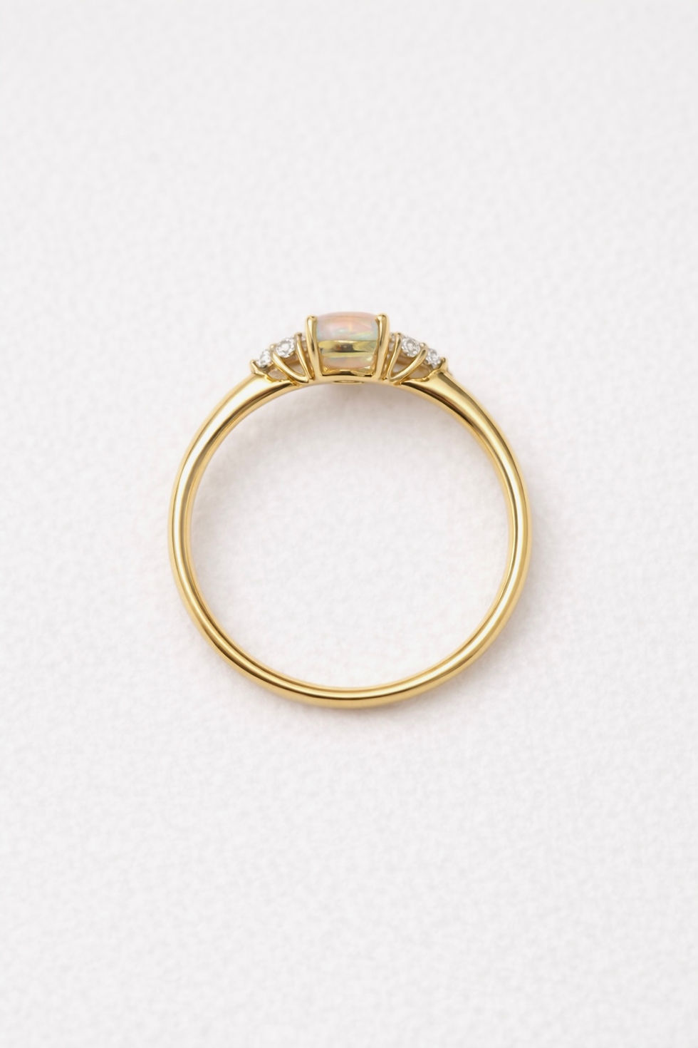 Thumbnail: 9 Carat Yellow Gold Oval Opal & Diamond Trefoil Dress Ring