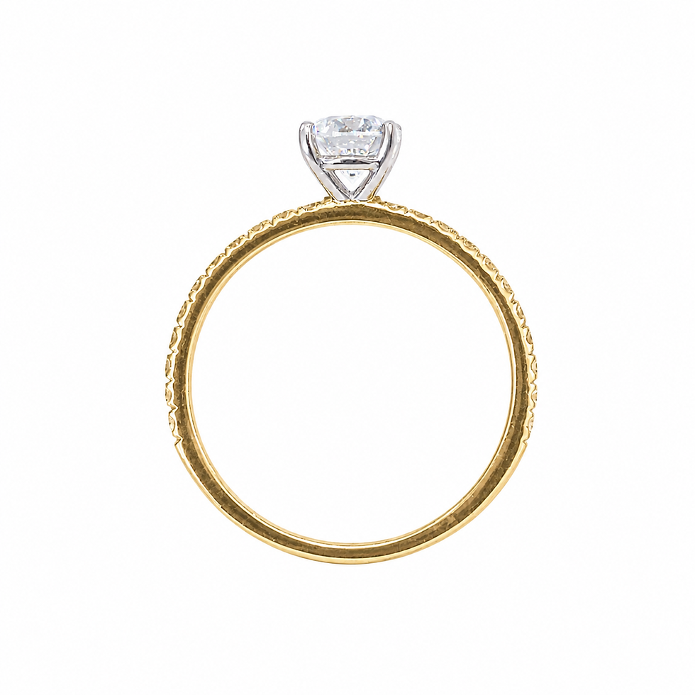Thumbnail: 18 Carat Yellow Gold Solitaire Diamond (0.71ct) and Set Shoulders Engagement Rin