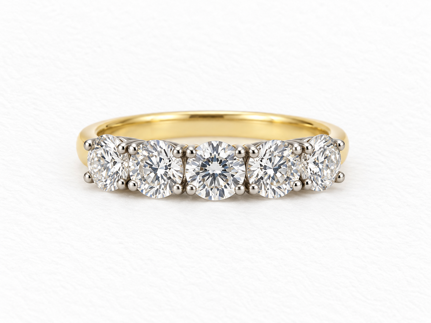 18 Carat Yellow Gold Diamond Five Stone Eternity Dress Ring (1.25ct total)
