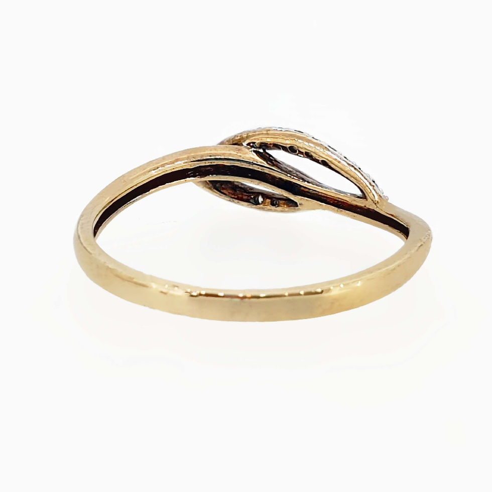 Thumbnail: 9 Carat Yellow Gold and Diamond Leaf/Buckle Style Twist Dress Ring