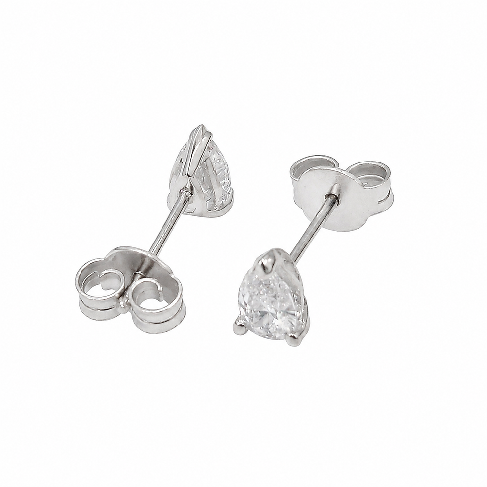 Thumbnail: 18 Carat White Gold and Natural Pear Shape Diamond Solitaire Earrings