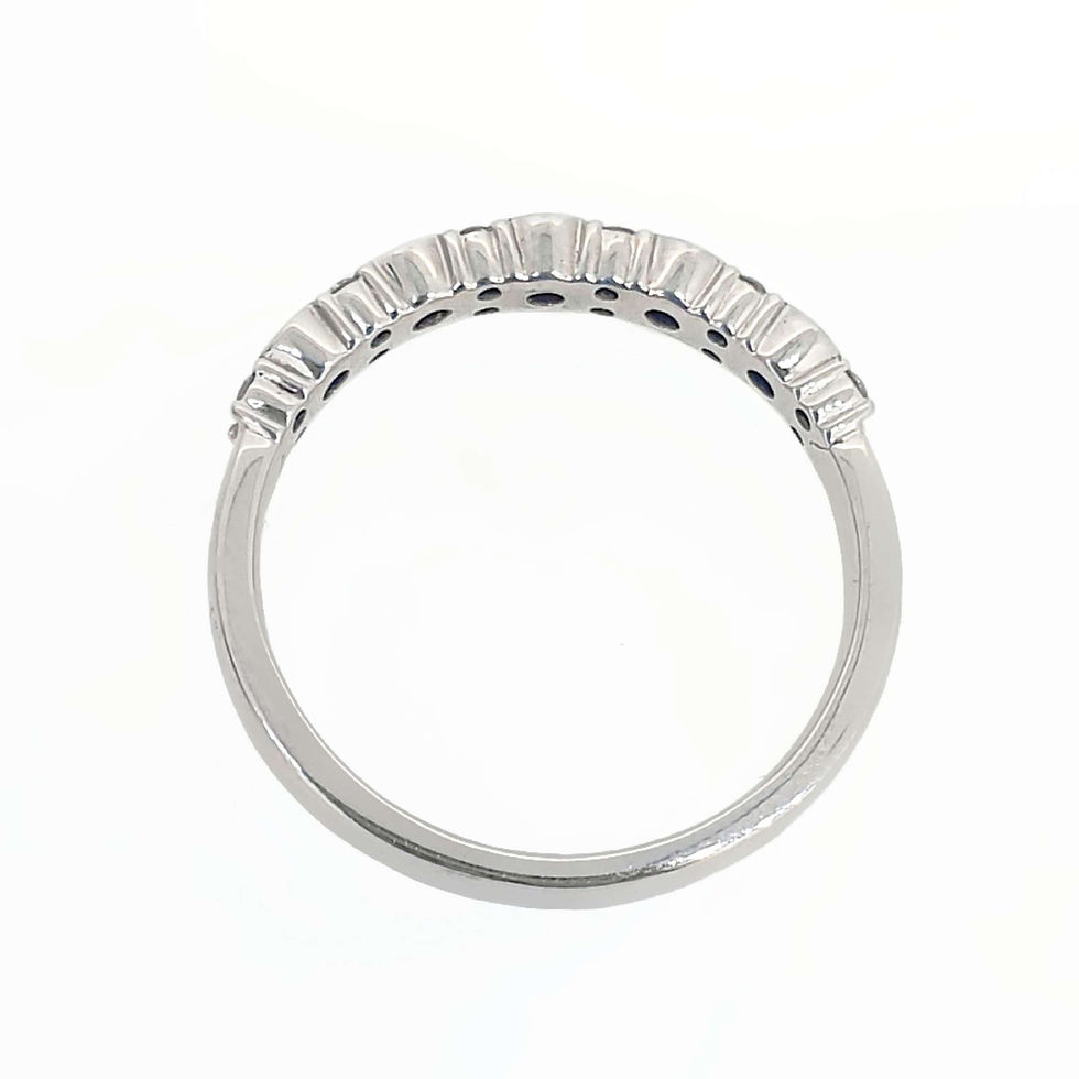 Thumbnail: 18 Carat White Gold Diamond Alternating Half Eternity Dress Ring
